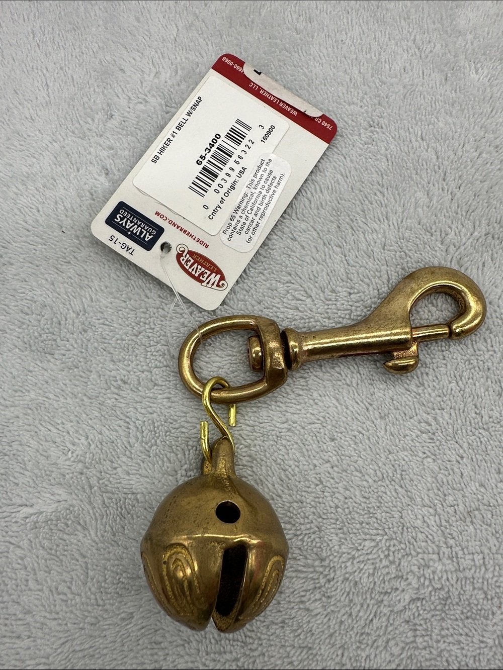 Weavers Hiker’s Solid Brass #1 Bell with Swivel Snap NEW